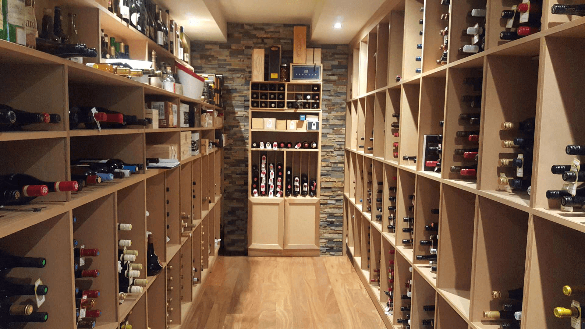 All natural timber veneer customised wine storage units